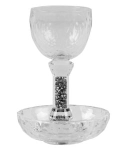Clear Crystal Kiddush Cup with Matching Saucer 