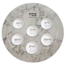 Glass Passover Seder Plate - Gray