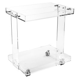 2 Layer Bar Cart with Silver Accents