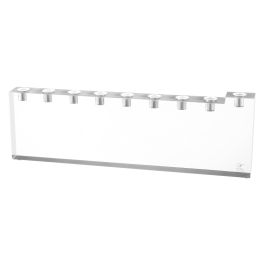 Lucite Menorah with metal fire-safe inserts (oil & candles) - Silver