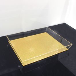 Trapezoid Glitter Lucite Tray - Gold Glitter