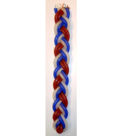 Havdalah Candle Blue Red and White
