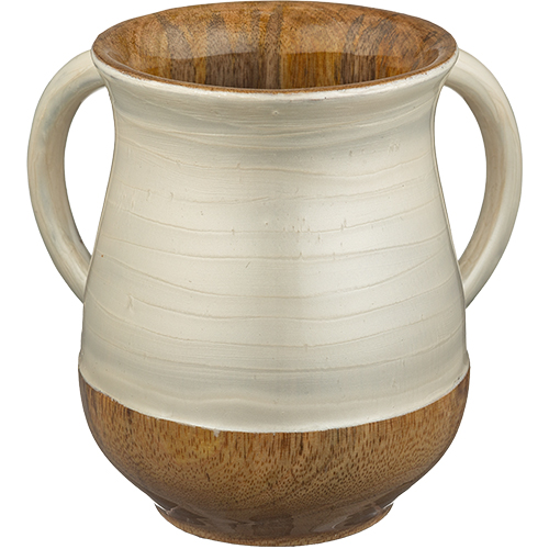 Off-White Mango Wood Handmade Wash Cup